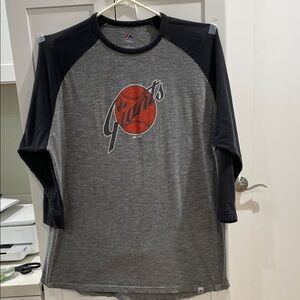 Majestic Gray and Black Giants 3/4 Sleeve Tee
